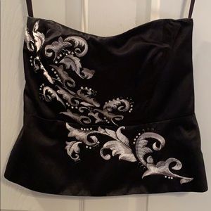 WHBM Festive Black Satin Bustier - Size 6